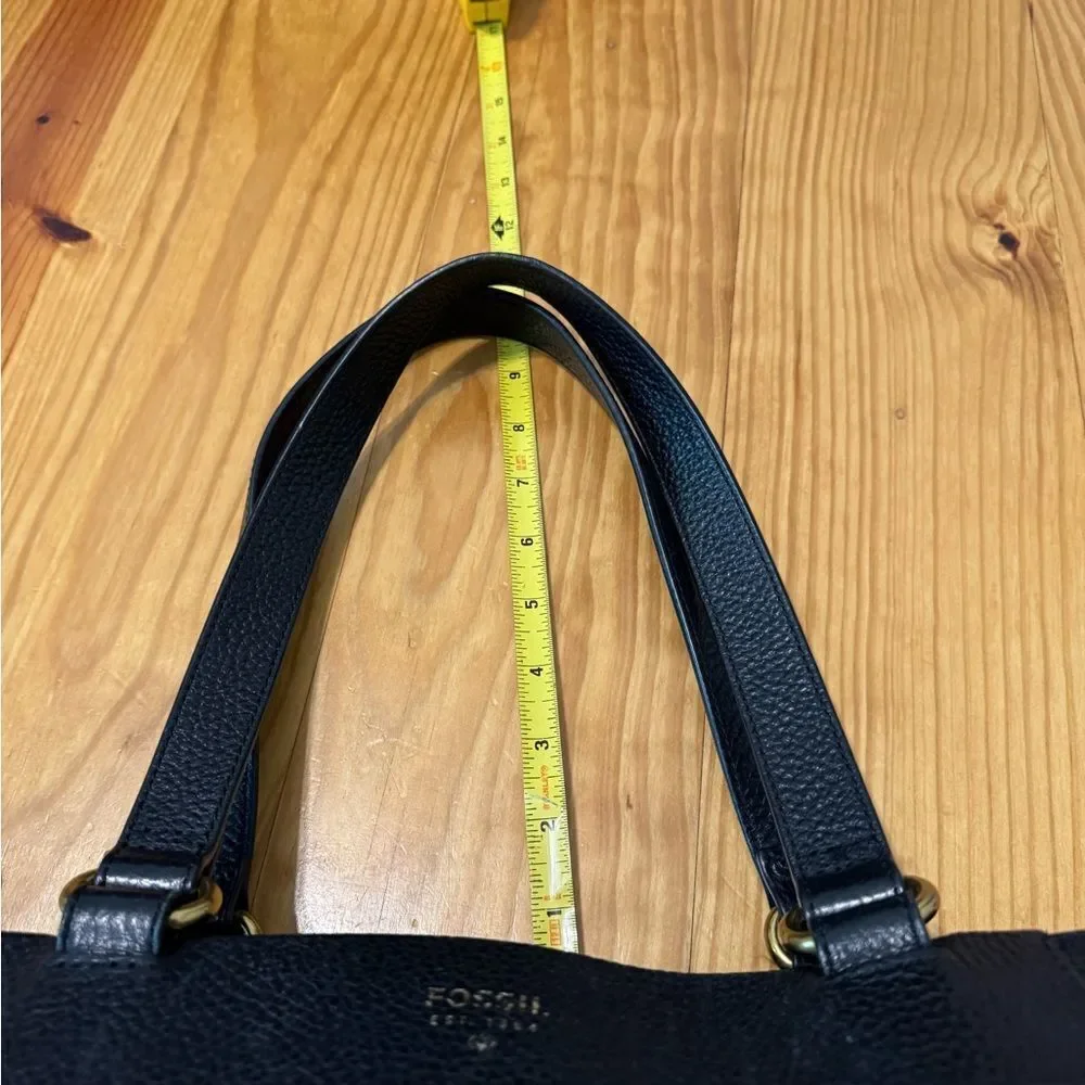 Fossil Issue No. 1984 Black Genuine Leather Satchel Purse Bag Messenger Bag